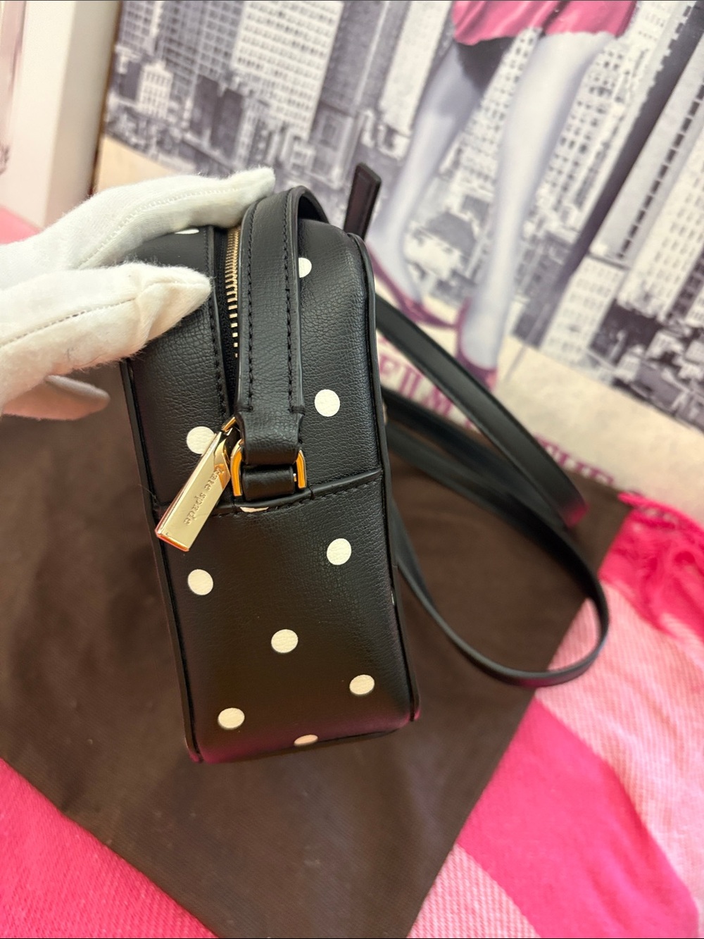 kate spade Black with White Polka Dot Crossbody Bag - Picture 10 of 15